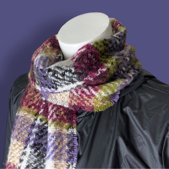 Made in France P. Cornillon Mohair Blend Plaid Scarf - Picture 2 of 13